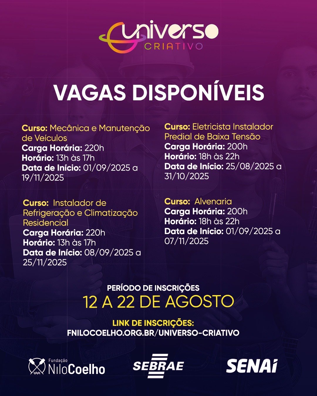 Leia mais sobre o artigo Fundação Nilo Coelho abre inscrições para cursos nas áreas de indústria e transporte, em parceria com Sebrae/PE e Senai/PE